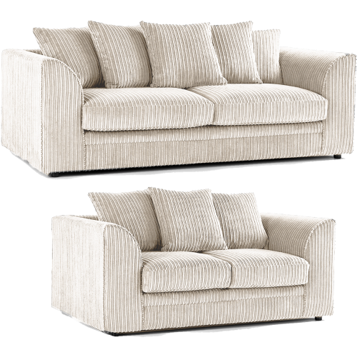 (Cream, 3 & 2 Seater Set) Luxor Scatter Back Cord Sofa Set Range