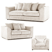 (Cream, 3 & 2 Seater + Armchair) Luxor Scatter Back Cord Sofa Set Range