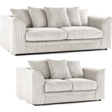 (Silver, 3 & 2 Seater Set) Luxor Scatter Back Cord Sofa Set Range