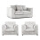 (Silver, 2 Seater + 2 x Armchair) Luxor Scatter Back Cord Sofa Set Range 1