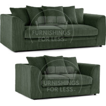 (Green, 3 & 2 Seater Set) Luxor Scatter Back Cord Sofa Set Range