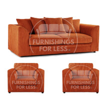 (Orange, 3 Seater + 2 x Armchair) Luxor Scatter Back Cord Sofa Set Range