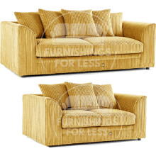 (Mustard, 3 & 2 Seater Set) Luxor Scatter Back Cord Sofa Set Range