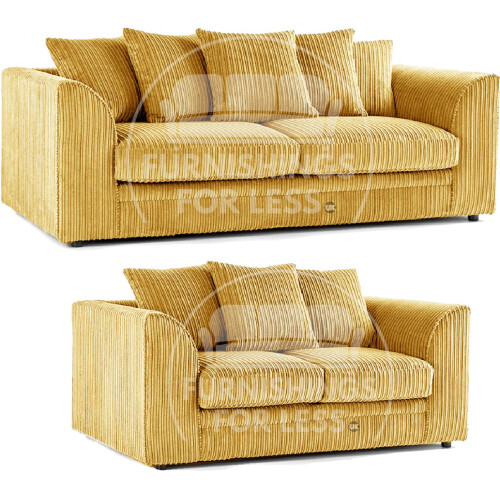 (Mustard, 3 & 2 Seater Set) Luxor Scatter Back Cord Sofa Set Range