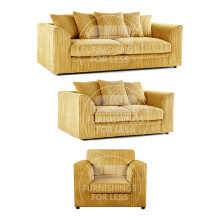 (Mustard, 3 & 2 Seater + Armchair) Luxor Scatter Back Cord Sofa Set Range