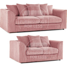 (Pink, 3 & 2 Seater Set) Luxor Scatter Back Cord Sofa Set Range