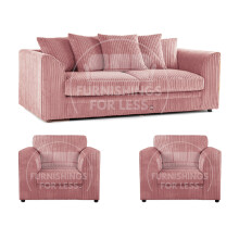 (Pink, 3 Seater + 2 x Armchair) Luxor Scatter Back Cord Sofa Set Range
