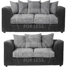 (Black & Grey, 3 & 2 Seater Set) Luxor Scatter Back Cord Sofa Set Range