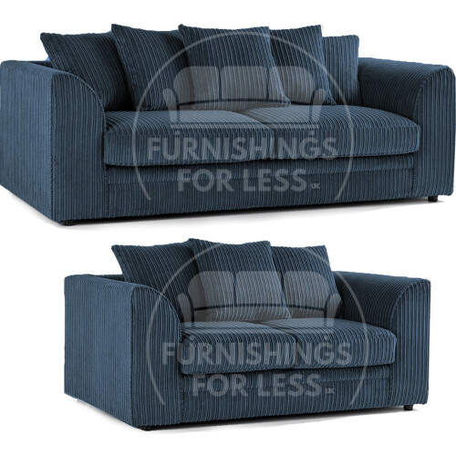 (Navy Blue, 3 & 2 Seater Set) Luxor Scatter Back Cord Sofa Set Range
