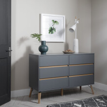 Otto Silk Grey 6-Drawer Chest — Modern Minimalist Bedroom Storage (Flat Pack)