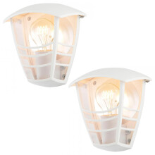 Litecraft Francis Wall Lights Outdoor Half Lantern in White - 2 Pack