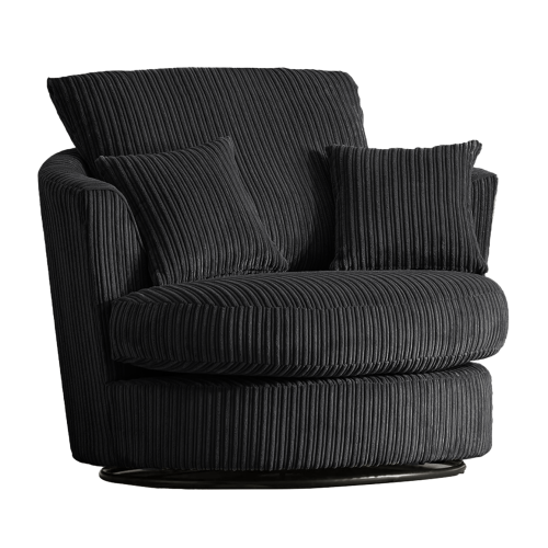 (Black, Swivel Chair) Luxor Fullback Cord Sofa Range
