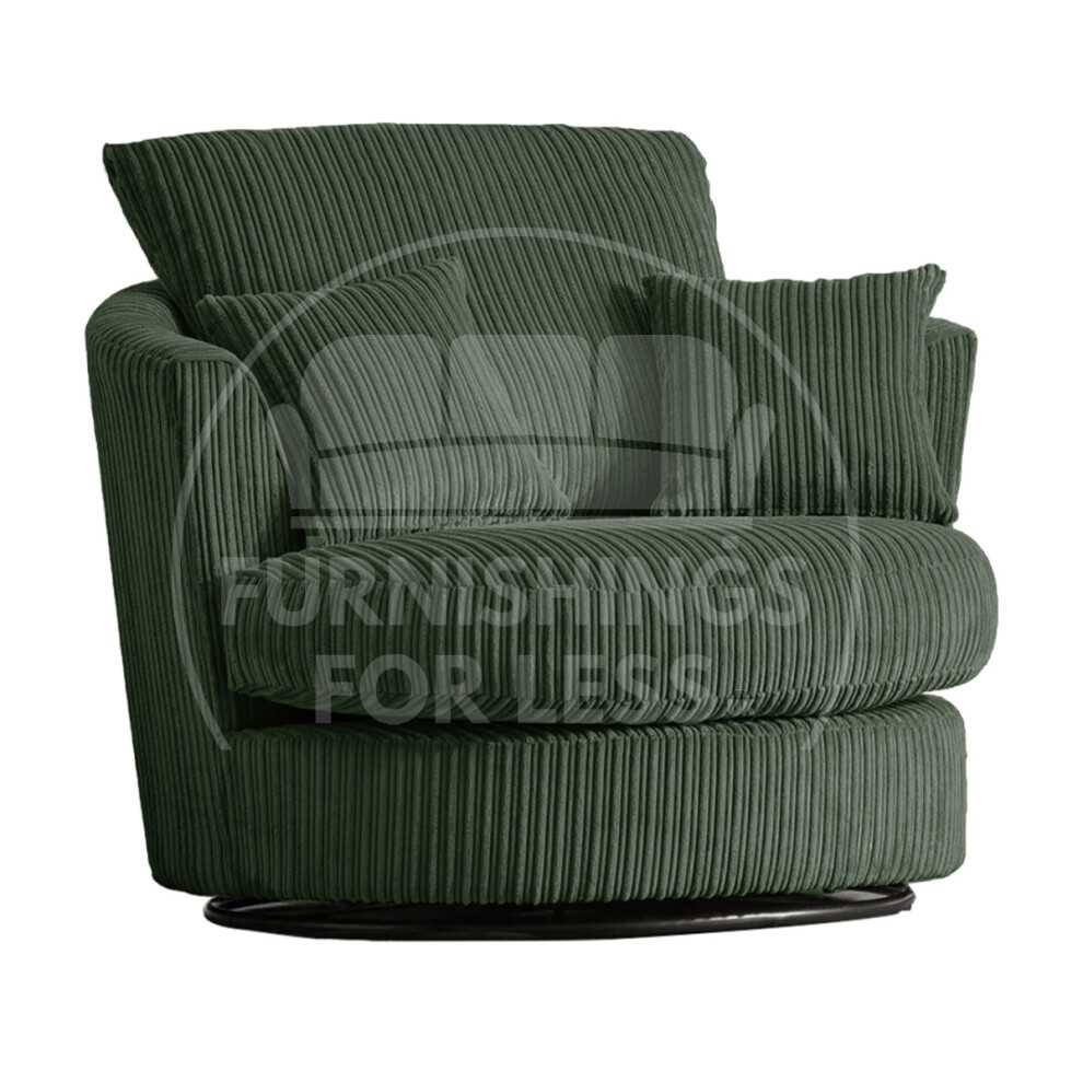 (Green, Swivel Chair) Luxor Fullback Cord Sofa Range