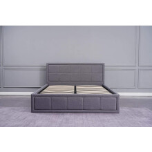 Ottoman Storage Bed grey small double 4ft 6 fabric and 1 Mattress wooden bedroom furniture