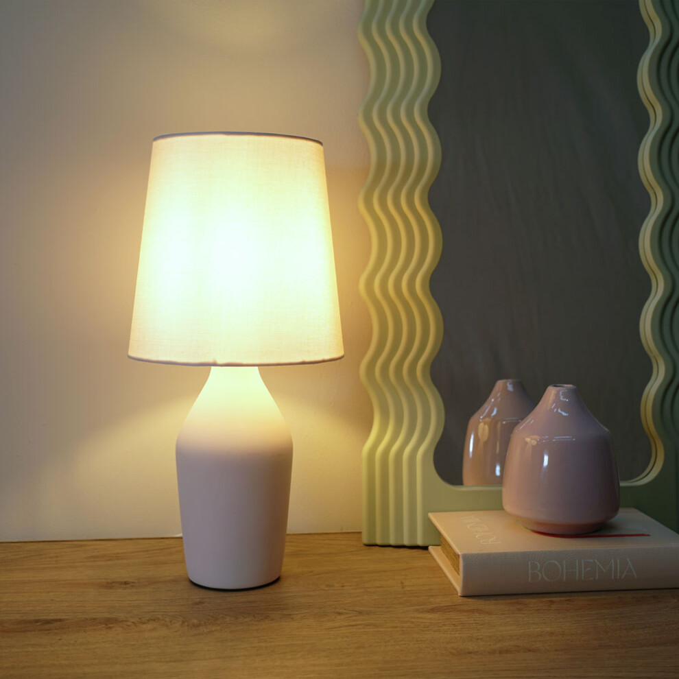 ValueLights Arlo Rose Pink Ceramic Table Lamp with Rose Shade