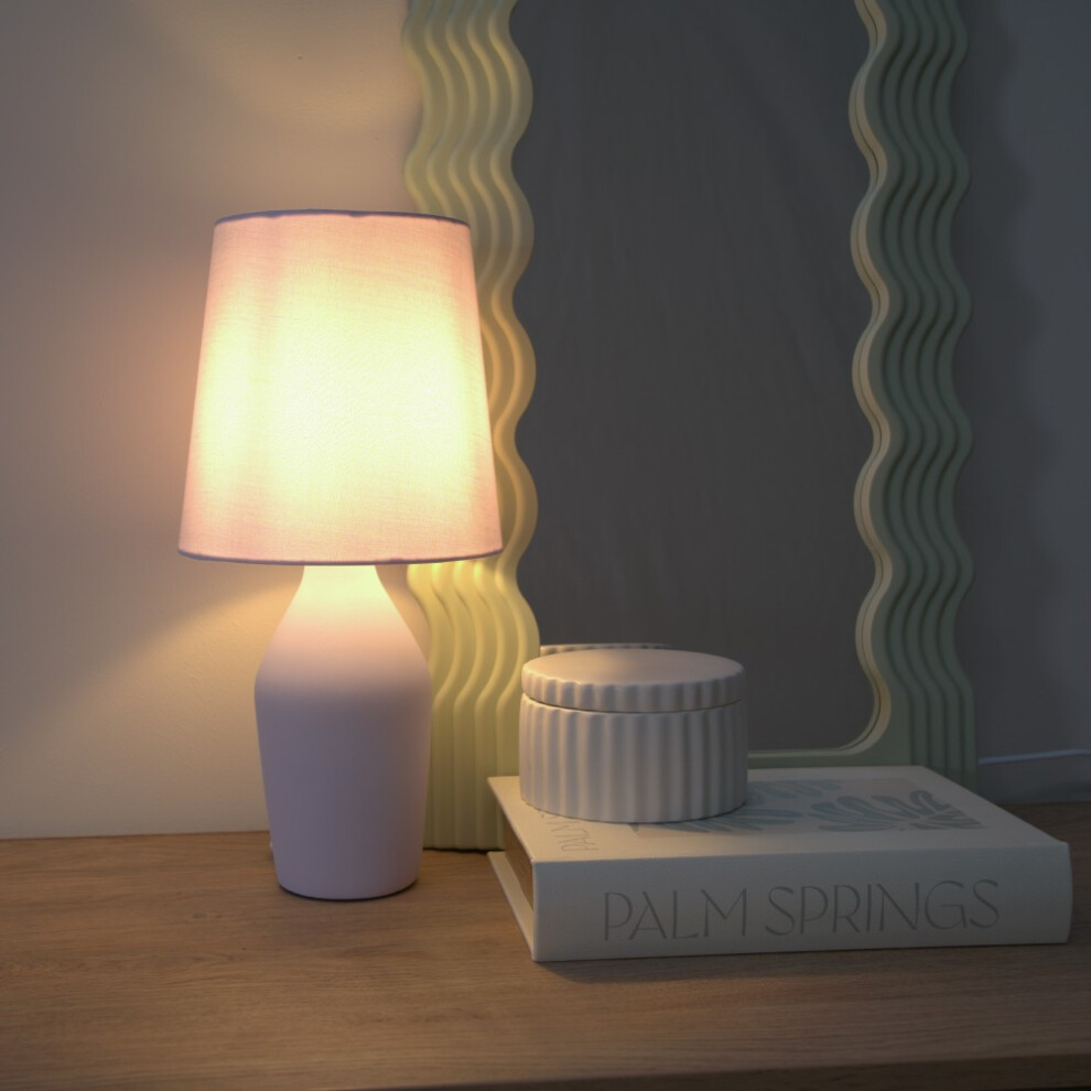 ValueLights Arlo Lilac Ceramic Table Lamp With Lilac Shade