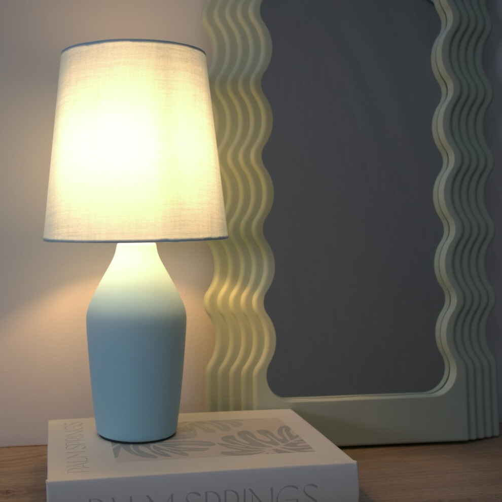 ValueLights Arlo Duck Egg Blue Ceramic Table Lamp with Blue Shade