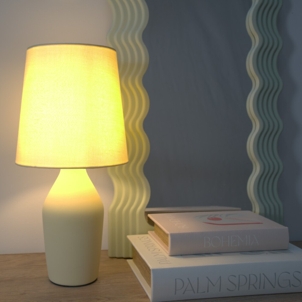 ValueLights Arlo Sunshine Yellow Ceramic Table Lamp with Yellow Shade