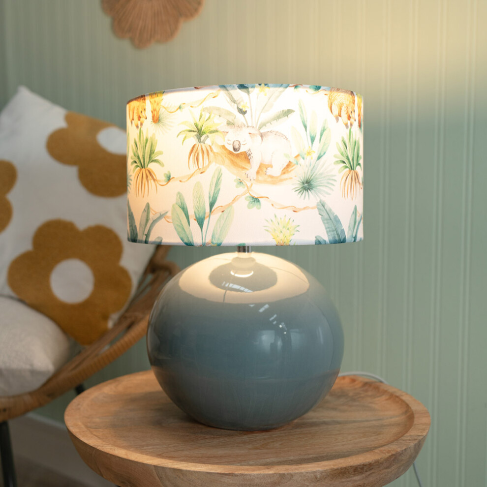 ValueLights Bosco Eucalyptus Ceramic Table Lamp with Tropical Shade