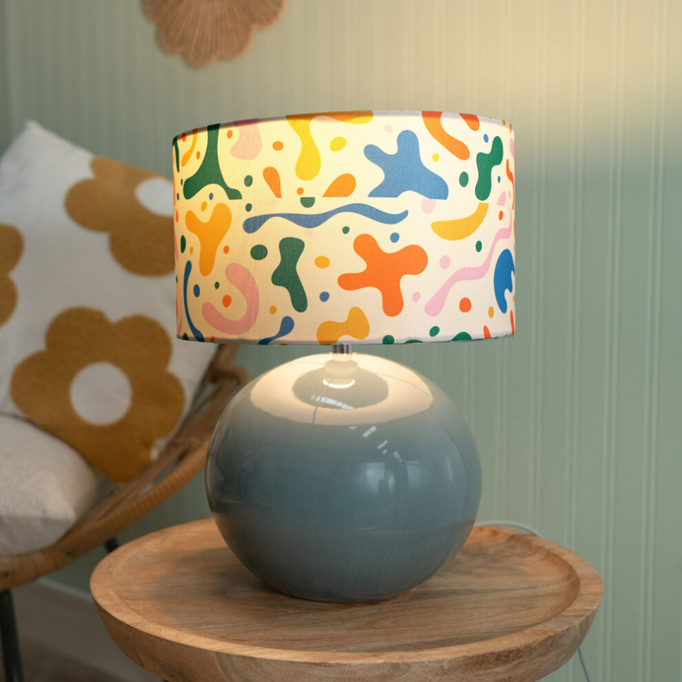 ValueLights Bosco Eucalyptus Ceramic Table Lamp with Abstract Shade