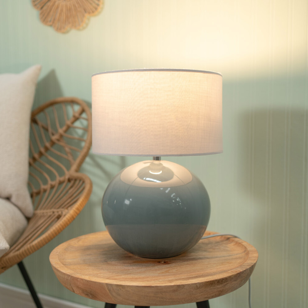 ValueLights Bosco Eucalyptus Ceramic Table Lamp with White Shade