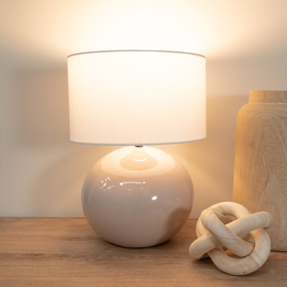 ValueLights Bosco Stone Ceramic Table Lamp with White Lamp Shade