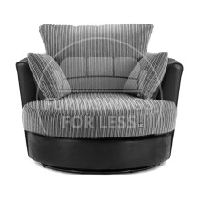 (Black & Grey, Swivel Chair) Luxor Fullback Cord Sofa Range