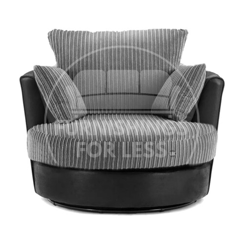 (Black & Grey, Swivel Chair) Luxor Fullback Cord Sofa Range