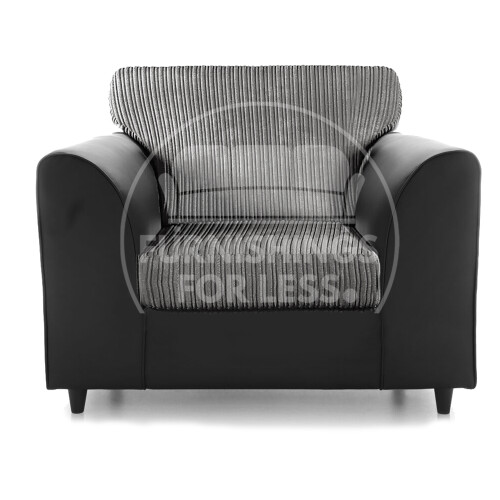 (Black & Grey, Armchair) Luxor Fullback Cord Sofa Range