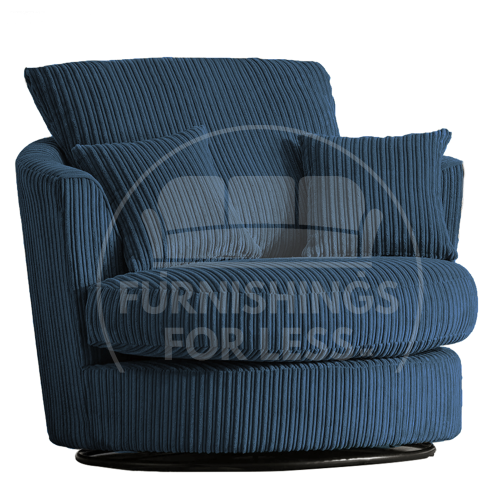 (Navy Blue, Swivel Chair) Luxor Fullback Cord Sofa Range