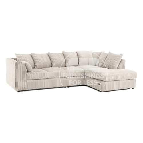 (5 Seater Right Hand Facing, Cream) Luxor Scatter Back Cord Corner Sofa Range