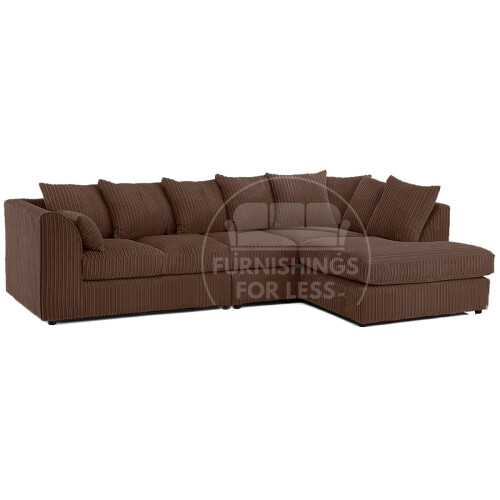 (5 Seater Right Hand Facing, Chocolate) Luxor Scatter Back Cord Corner Sofa Range