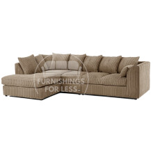 (5 Seater Left Hand Facing, Coffee) Luxor Scatter Back Cord Corner Sofa Range
