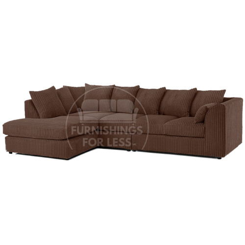 (5 Seater Left Hand Facing, Chocolate) Luxor Scatter Back Cord Corner Sofa Range