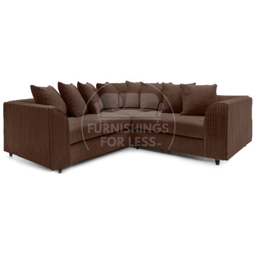 (5 Seater Symmetrical, Chocolate) Luxor Scatter Back Cord Corner Sofa Range