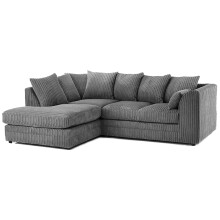 (4 Seater Left Hand Facing, Grey) Luxor Scatter Back Cord Corner Sofa Range