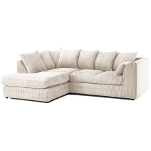 (4 Seater Left Hand Facing, Cream) Luxor Scatter Back Cord Corner Sofa Range