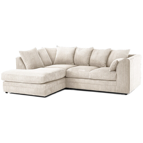 (4 Seater Left Hand Facing, Cream) Luxor Scatter Back Cord Corner Sofa Range
