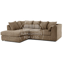 (4 Seater Left Hand Facing, Coffee) Luxor Scatter Back Cord Corner Sofa Range