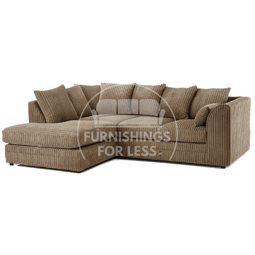 (4 Seater Left Hand Facing, Coffee) Luxor Scatter Back Cord Corner Sofa Range