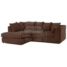 (4 Seater Left Hand Facing, Chocolate) Luxor Scatter Back Cord Corner Sofa Range