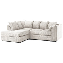 (4 Seater Left Hand Facing, Silver) Luxor Scatter Back Cord Corner Sofa Range