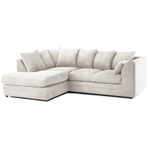 (4 Seater Left Hand Facing, Silver) Luxor Scatter Back Cord Corner Sofa Range