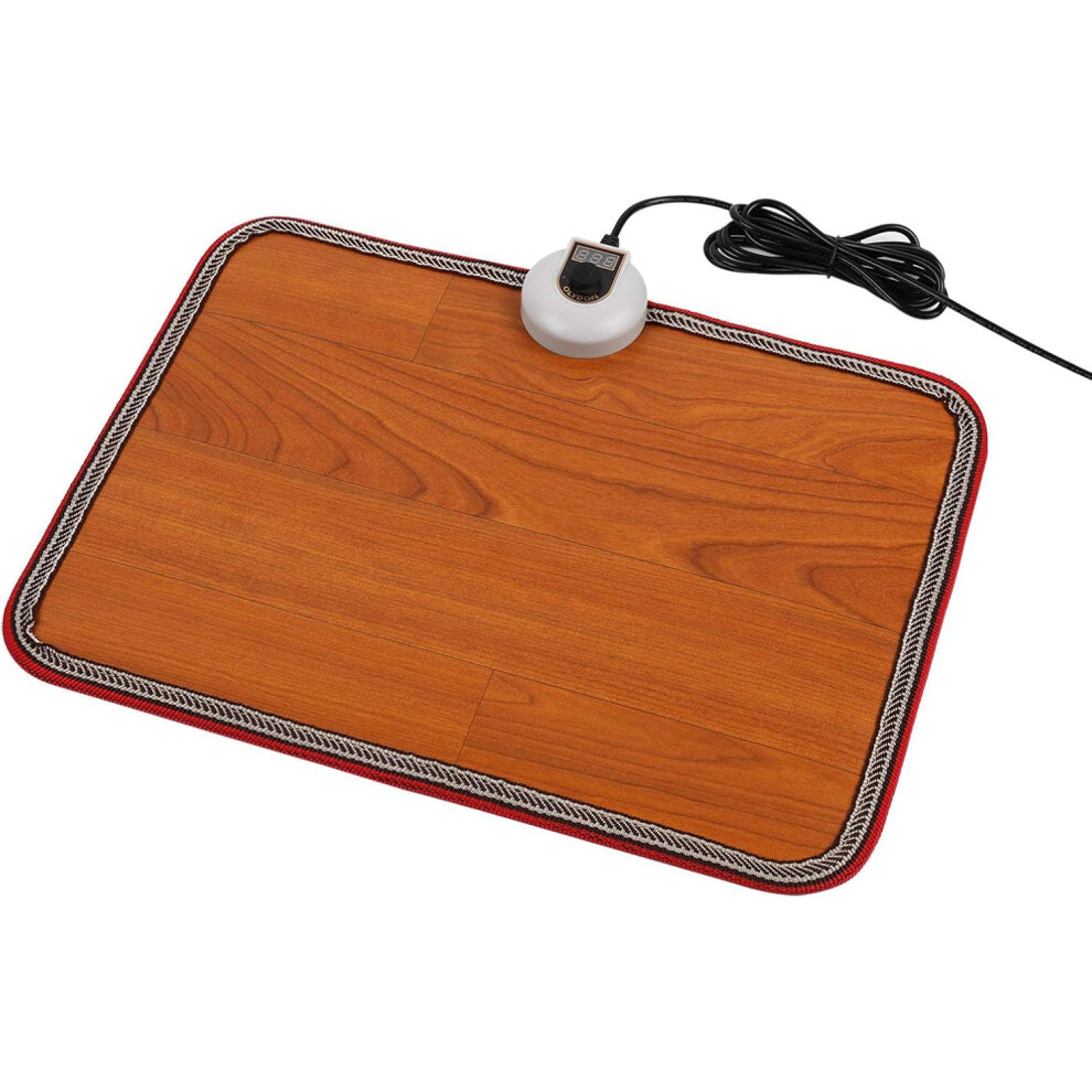 Grain Wood Electric Heated Floor Mat - Foot Warmer For Office & Home