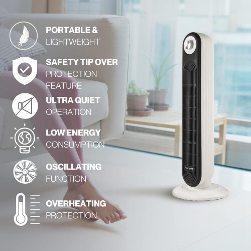 2000W Energy Efficient Oscillating Portable Tower Heater Safe & Silent 1