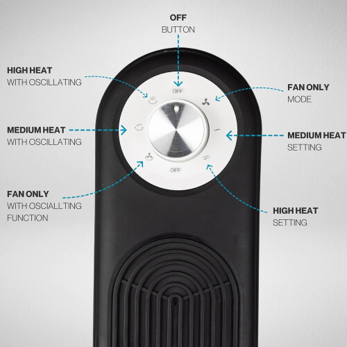 2000W Energy Efficient Oscillating Portable Tower Heater Safe & Silent 2