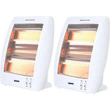 Pack of 2 Quartz Halogen Heaters - 800W, Portable, Safety Tip-Over