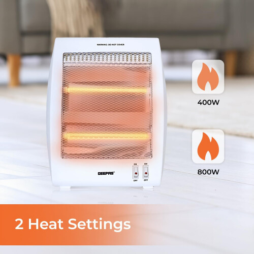 Pack of 2 Quartz Halogen Heaters - 800W, Portable, Safety Tip-Over 2