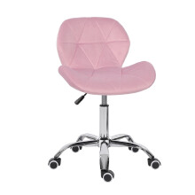 (pink) Modern Velvet Swivel Office Chair, Height Adjustable Padded Armless Desk Chair with Wheels