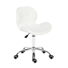 (white) Modern Labm Wool Swivel Office Chair, Height Adjustable Padded Armless Desk Chair